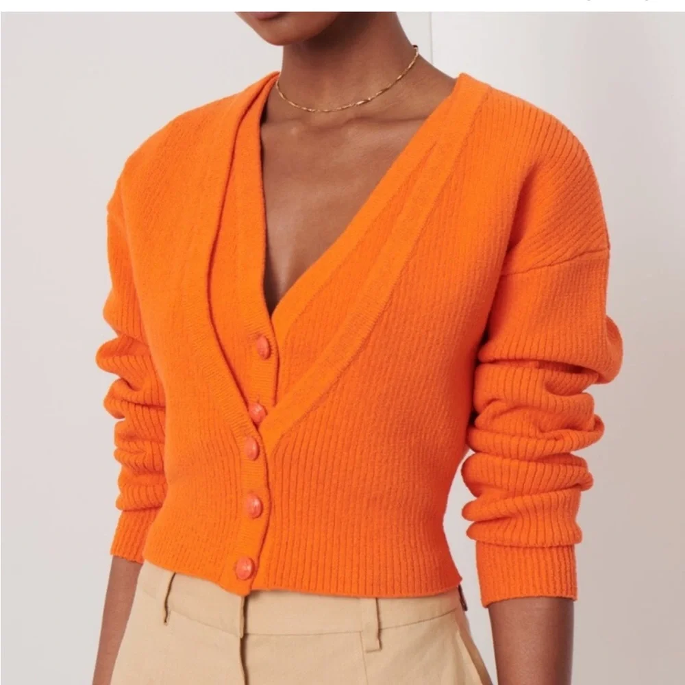NWT 10 Crosby Derek Lam Orange Layered Cardigan Sweater Top - Picture 1 of 8